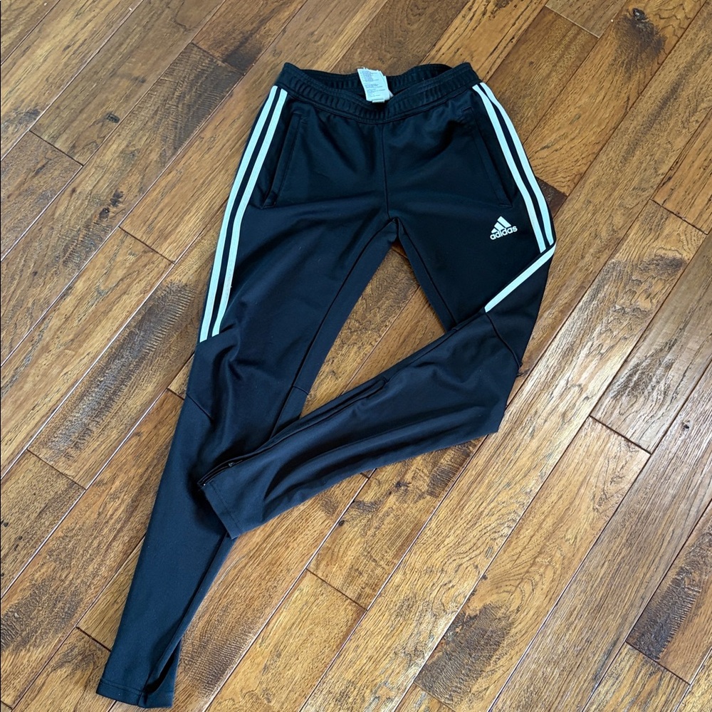 adidas Black Jogger Sweatpants with White Three-Stripes size XS